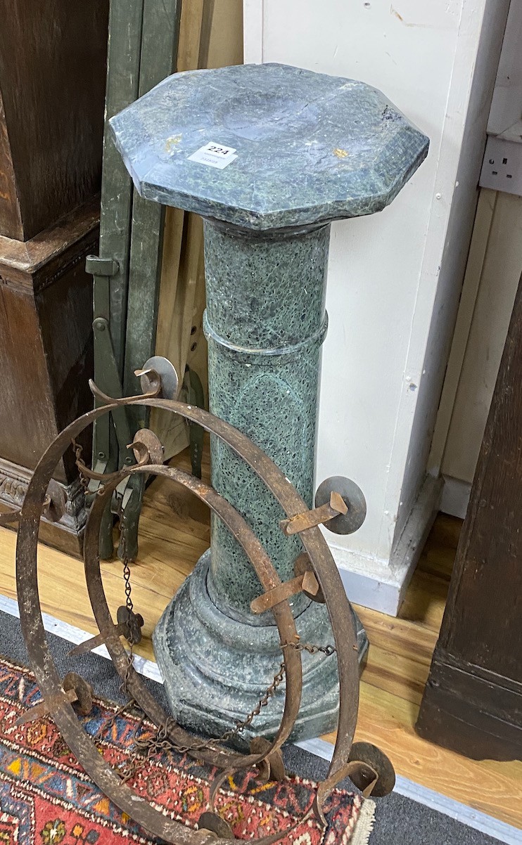 A Victorian serpentine marble pedestal, height 102cm